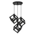 3 in 1 Square Matte Black Pendant Light With Round Base Fixtures Over Kitchen Island, Hanging Ceiling Lights, E26/E27 Medium Base, Bulbs not Included.. 
