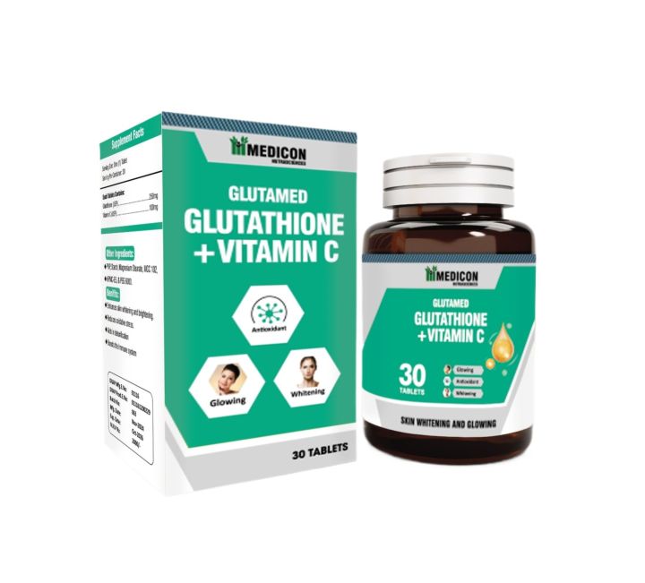 Glutathione + Vitamin C Tablets – Whitening Support, Anti-Aging & Immune Booster, High Potency Antioxidant, 30 Tablets