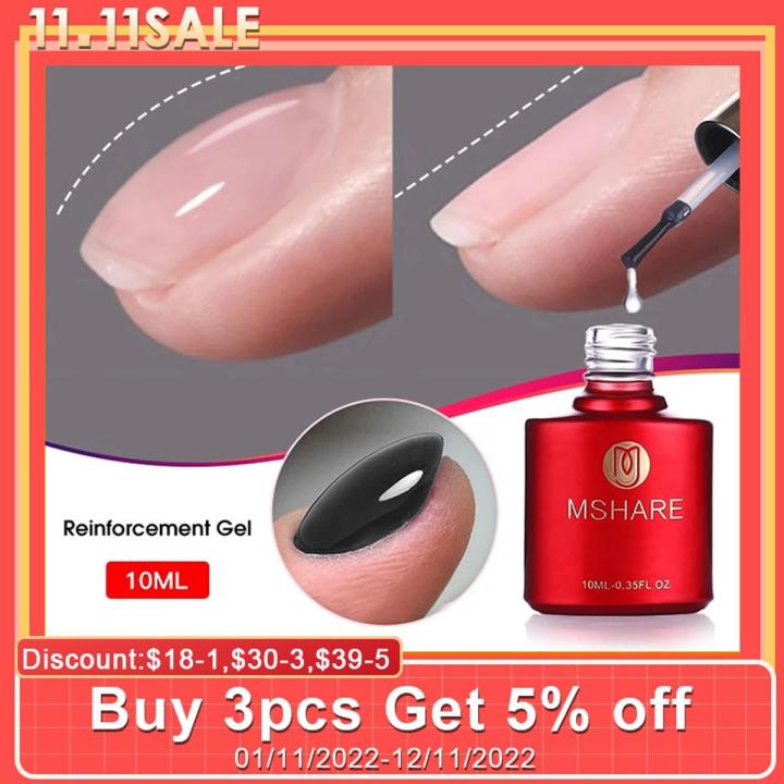 MSHARE Reinforcement Gel Self Leveling Build Nail Apex C-Curve Builder Strengthen Alignment Base Top Soak Off 10ml in bottle