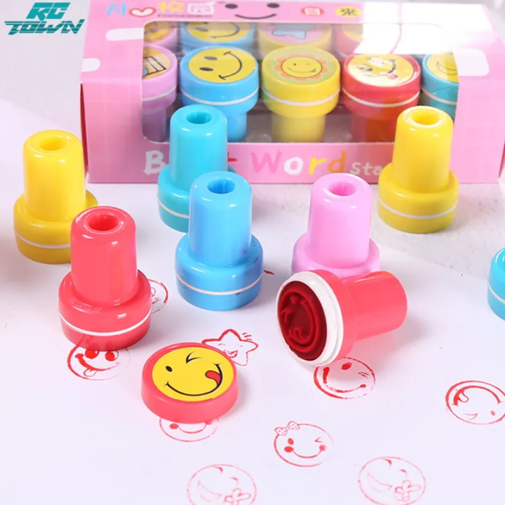 10%20x%20Multicolor%20Children%20DIY%20Stamps%20Toy%20Children's%20Seal%20Animal%20Cute%20Smiley%20Face%20Expression%20Cartoon%20Printing%20Kindergarten%20Sharing%20Baby%20Birthday%20Reward%20Toys%20-%20Image%202
