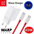 65W OnePlus Original Mobile Warp Charger 65 Power Adaptor Fast Charging for All OnePlus Phone with Data Cable 3.0A Output Type C to Type Ci. 