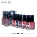 Sunisa Matte Liquid Peel off Nail Polish 6 Pcs Set. 