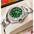 OLEVS watch for women original waterproof fashion diamond dial luminous calendar Stainless steel relo for women Women Casual Watches 9945. 