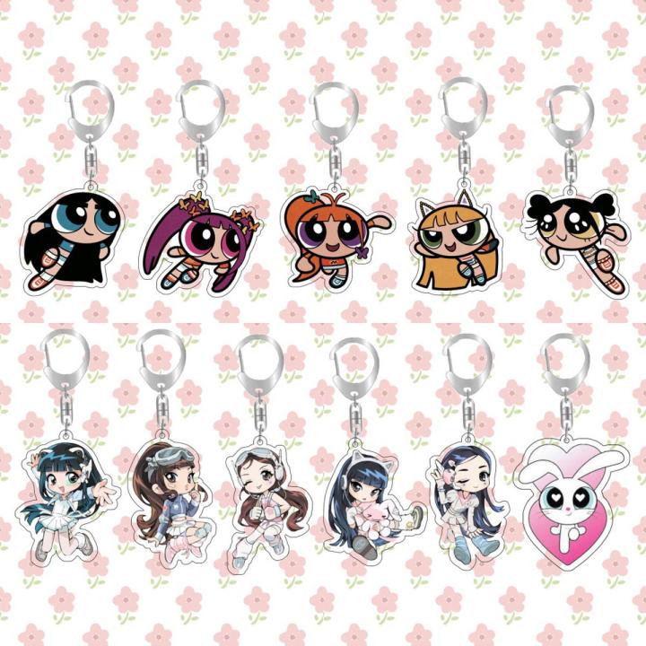 KPop Idol Newjeans Bunnies The Powerpuff Girls Keychain Keyring Acrylic Pendant