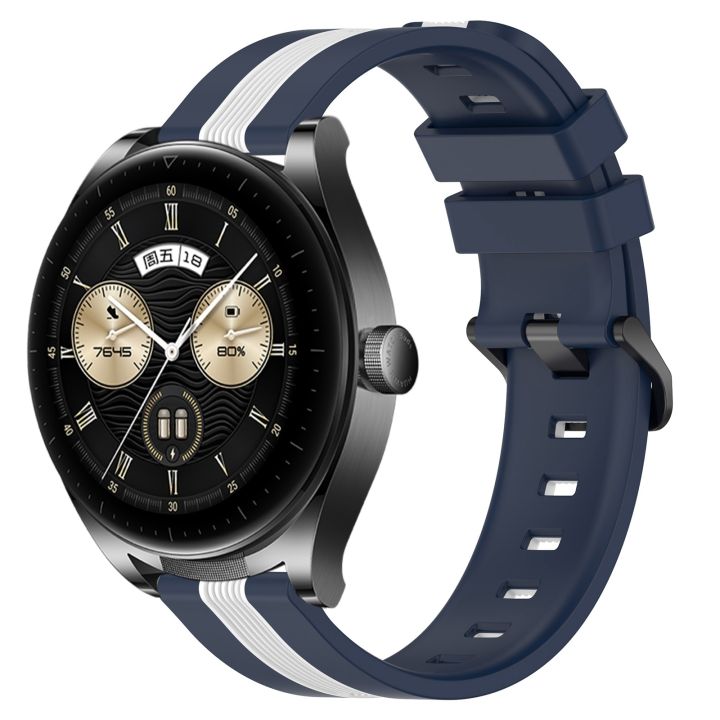 For Huawei Watch Buds 22mm Vertical Two-Color Silicone Watch Band