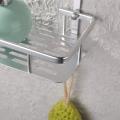2 Layer Aluminium Bathroom Square Corner Shelf - Silver. 