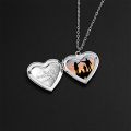 Silver Color Love Heart Photo Frame Pendant Necklace For Women I Love You Flower Pattern Heart Openable Locket Necklace Jewelry. 