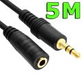 3.5 MM MALE TO FEMALE JACK EXTENSION STEREO AUDIO CABLE - 15 FEET (5M) - BLACK. 