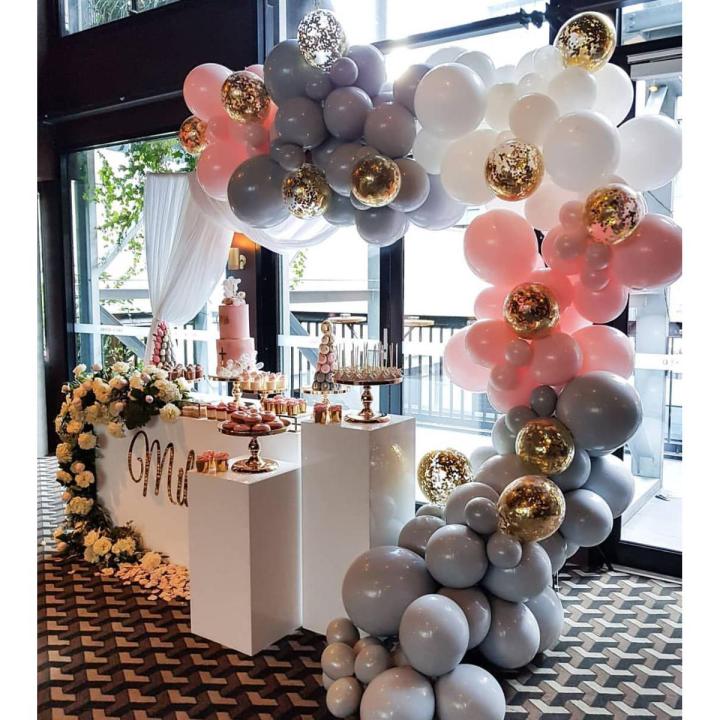Pack of 70 ( 20 Pink, 20 White 10 golden & 20 gray   ) Party Balloons 14 Inch High Quality Latex Balloons for Pink, White, golden and gray Theme Birthday Party Decoration, Weddings, Baby Shower, Bridal Shower
