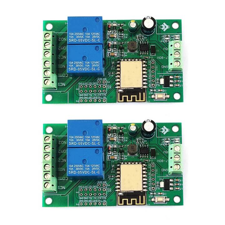 2X ESP8266 ESP-12F WIFI Relay Module 2CH 5V/8-80V Relay Switch Develop ...