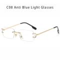 HBK Retro Rimless Sunglasses For Women Men Small Square Gold Frame Brand Design Tea Shades Rectangle UV400 Zonnebril Eyewear. 