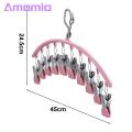 Clothes Hanger with 10 Pegs Space-saving Stainless Steel Sock Hanger with 10 Clips Waterproof Laundry Rack for Southeast Asian Buyers. 