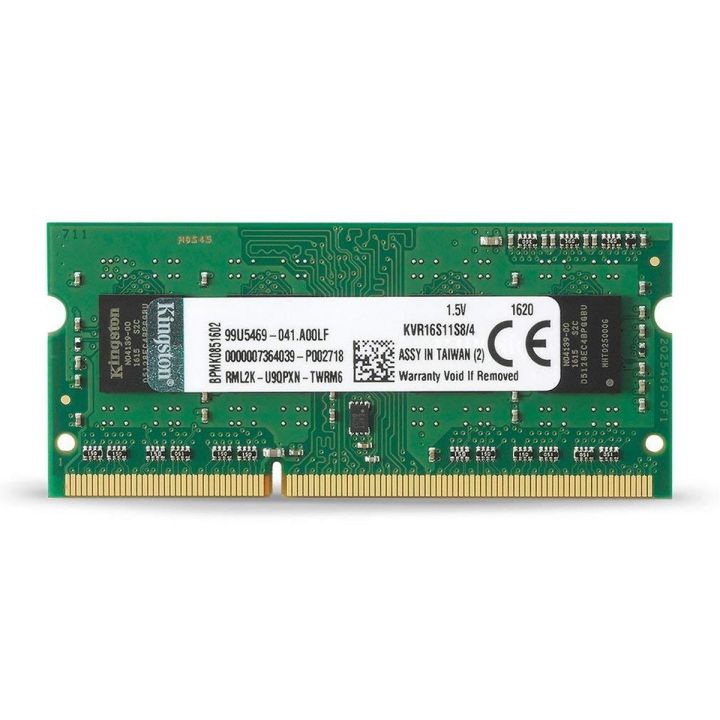 Kingston KVR16S11S84 RAM 4 GB 1600 MHz DDR3 Non ECC CL11 SODIMM 204 Pin 1.5 V Memory Module