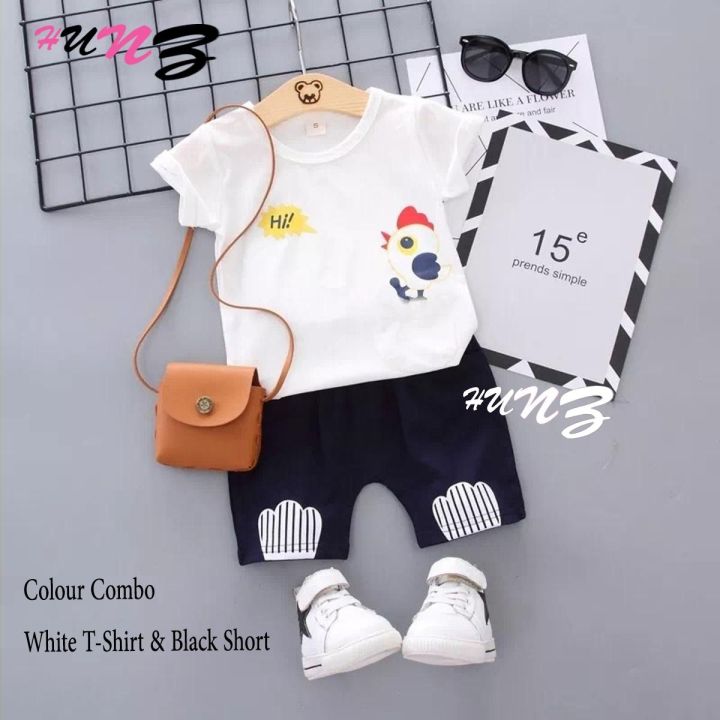 Hunz%20T-Shirt%20And%20Short%20Pant%20For%20Kids%20Baby%20Boys%20And%20Girls%20Round%20Neck%20Short%20Sleeves%20Tee%20Tops%20Clothes%20Sets%20Dresses%20Outfit%20-%20Image%204