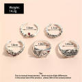 Retro Ring Unique Fashion Exaggerated Punk Ring 5PCS Set Men's Ring for Goth Jewelry Gift-giving Streetwear Fashionistas Punk Enthusiasts Accessorizing. 