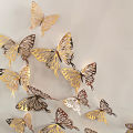 3D Butterflies Wall Stickers Home Décor Butterflies Refrigerator Room Décor Party Wedding Decoration 12 Pack Gold. 