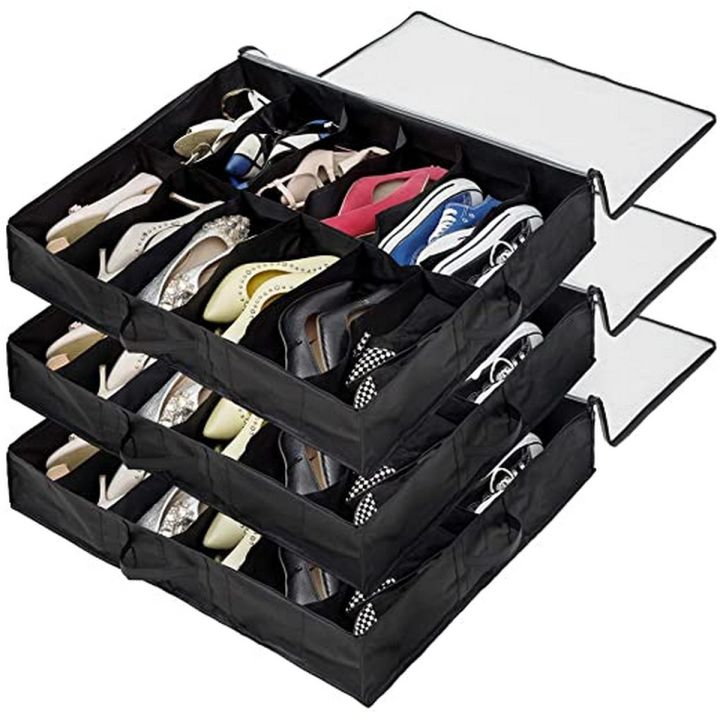 Under%20Bed%20Shoe%20Organizer%20Bag%20Hard%20Solid%20Fabric%20with%20Clear%20Plastic%20Zip%20Cover%20Store%20up%20to%2012%20Pairs%20of%20Shoes%201%20Pcs%20-%20Image%203