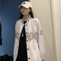 Jacket2022Summer Women'sinsKorean Style Letter Print Student Baseball Uniform Spring and Autumn Loose Long Sleeve Jacket Fashion. 