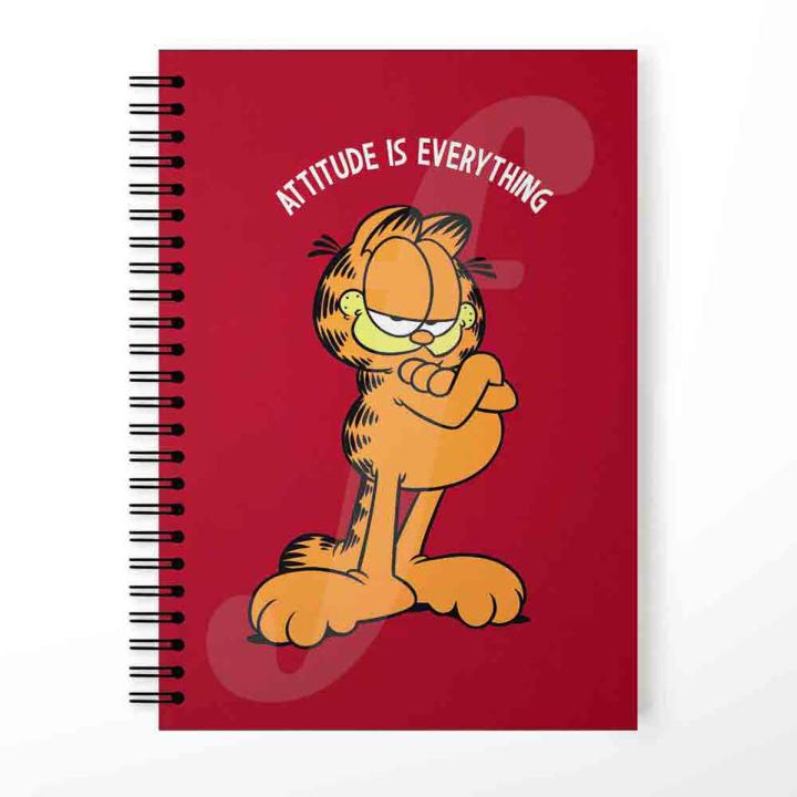 Garfield Attitude is Everything Pose Design Spiral Notebook Printed Customized Notebooks for University College and Best for Students cute Notebooks by Favourite Plus