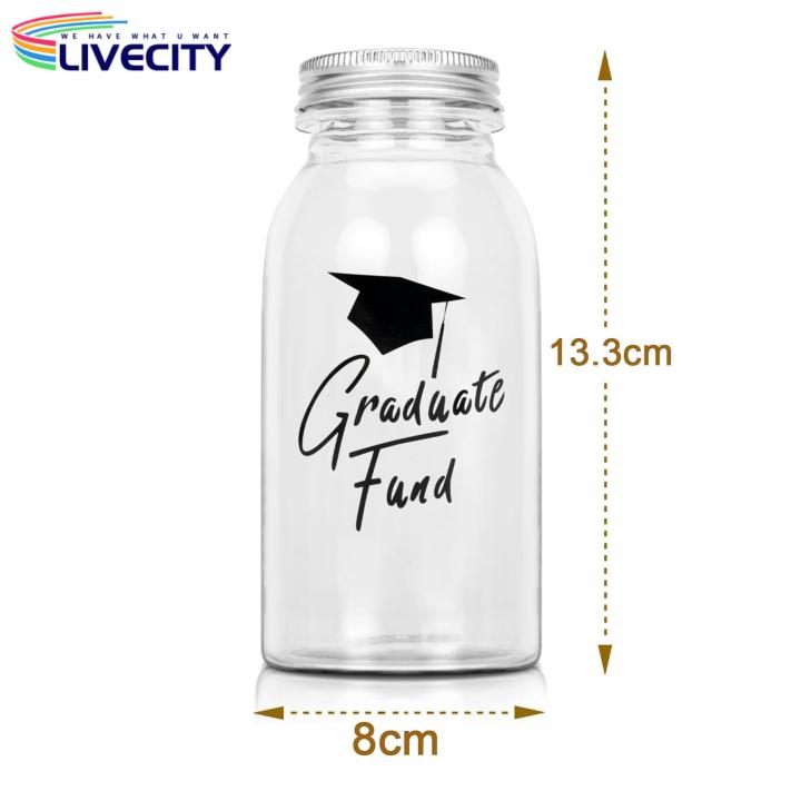 Graduation Keepsake Jar Graduation Money Jar Kit Transparent Congrats College High School Hat Cash Bottle Decoration Party Supplies Diy Centerpieces Graduation Jar Gift