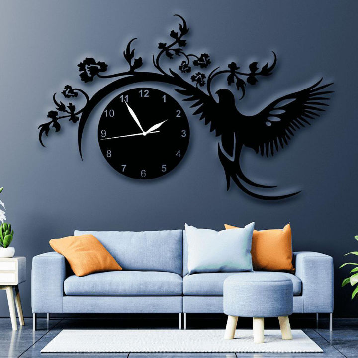 Wooden 3D Bird Wall Clock for Home, Living Room, Office, Gift Decoration