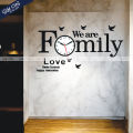Gift City Presents We are Family with Birds Wooden Wall Clock for Home and Offices, 3D Design Self Adhesive. 