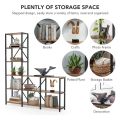 9-Shelf Bookshelf, Industrial Ladder Corner Etagere Bookcase. 