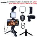 6 in 1 Video Making Vlogging Kit Tripod For Smartphone & Camera Vlog Kit - Mini LED Video Light, Extendable Phone Clip, Tripod with Adjustable Brightness For Live Stream Vlog Video Shooting Video Conference Selfie. 