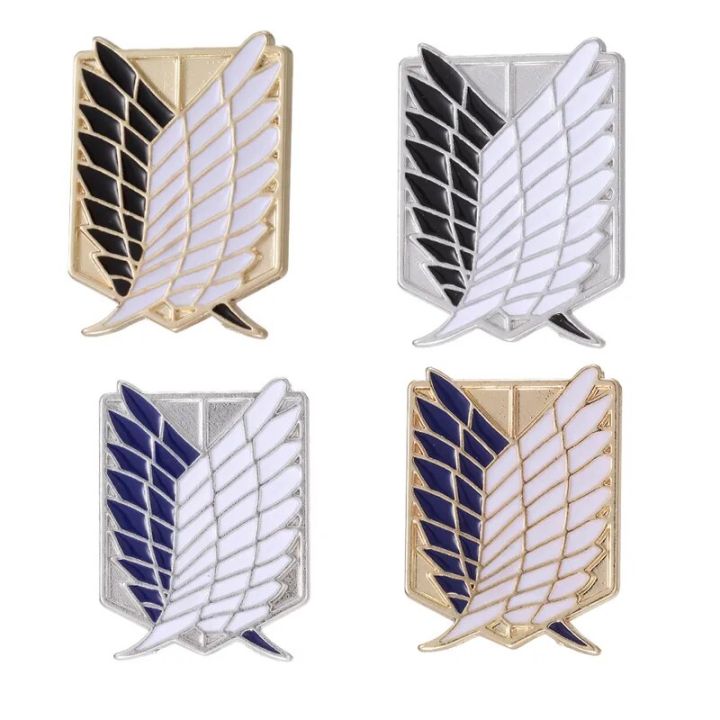 Japanese Anime Attack ON Titan Enamel Pin Eren Jaeger Mikasa Ackerman Jiyuu No Tsubasa Cartoon Brooch Fashion Lapel Badge Gifts