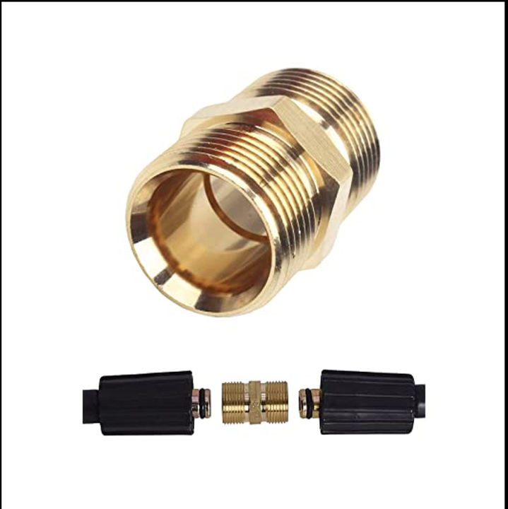 Pressure Washer Pipe Extension Connector For M22-15mm Pipe - Brass Hose Joiner For 2 Pressure Pipes