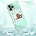 (Free Lanyard) Luxury 6D Plating Case for OPPO A12 Phone Cases Cute Cartoon Anime Bears Side Print Soft Silicone Square Back Cover. 
