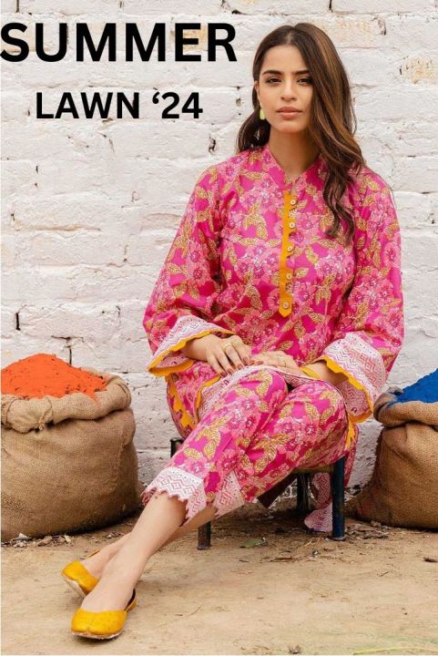 Lawn 3 Piece Embroidered Suit With Shafoon Dupatta Latest Design Most Demanding Summer Ladies Suit Unstitched