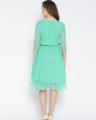 The-Ajmery Sea Green Net Mini Fit And Flare Dress For Women. SS-255. 