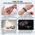 Luminous Sun & Moon Couple Bracelets – Adjustable Black & Pink Braided Leather Matching Bracelets for Couples, Glow-in-the-Dark Charm Jewelry Gift for Him & Her. 