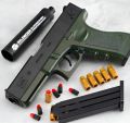 Glock soft Bullet Toy Gun for Boys - Automatic and Manual Blaster with Foam Darts & Silencer | Outdoor Shooting Gift. 