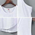 Summer retro street trend pure cotton loose solid color arc hem vest men's inner bottoming shirt couple wear. 