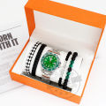 watch men bracelet  Men's Green Water Watch with Box Watch Bracelet watch set. 