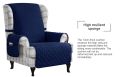 Wing Arm Chair Covers With Pockets - Quilted Design - Cotton - 1 Piece Cover for Chair Protection. 