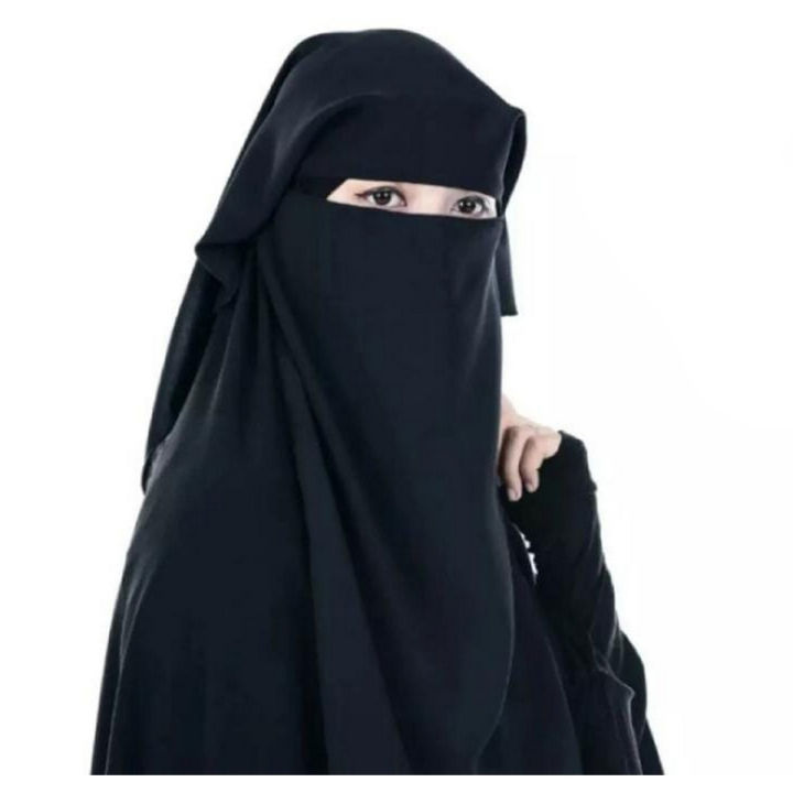 Double Layered Black Abaya Niqab Breathable Fabric Hijab Naqab Nakab for Women and Girls