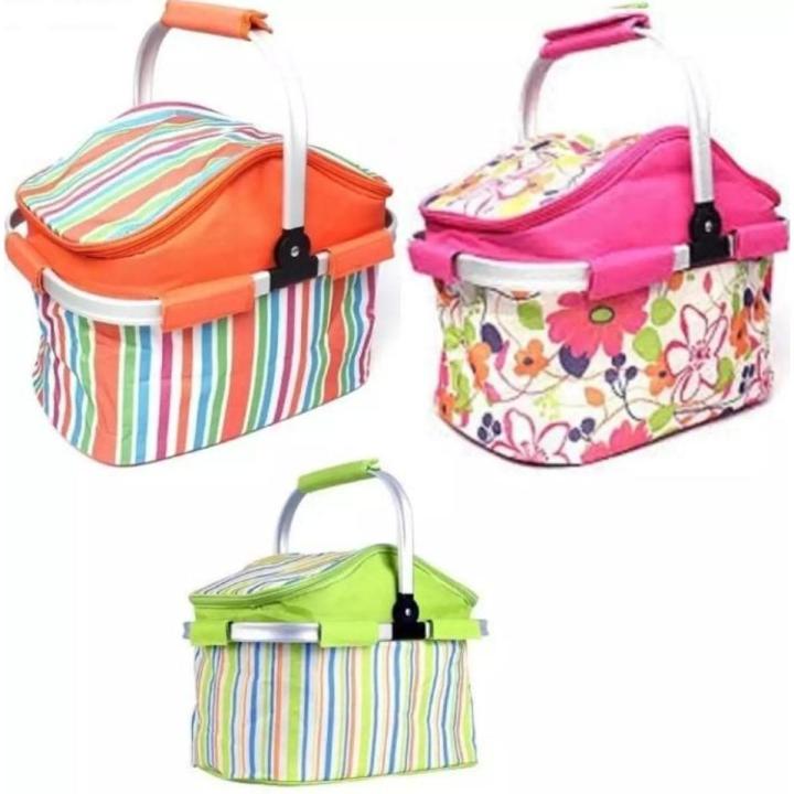 Baby Folding Picnic Basket Large Aluminum Frame Basket Cooler Bag Ultra-size Folding Collapsible Basket
