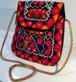 Traditional Pakistani Balochi Sindhi Embroided Multicolor Size 15x12 cm Cultural Wallet & Cross body shoulder for Girls & Women Coin Purse Hand Made Mirror Work Handicraft for Ladies, Females & Kids. 