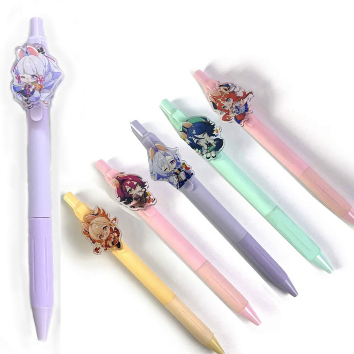 1Pcs Cute Game YUAN SHEN Ballpoint Pen Black Gel Pen 0.5mm Cartoon Student Pen School Stationery Kids Gift