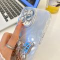 (COD) Plating Glitter Texture Butterfly Holder TPU Phone Case with Lens Film For iPhone 16e. 