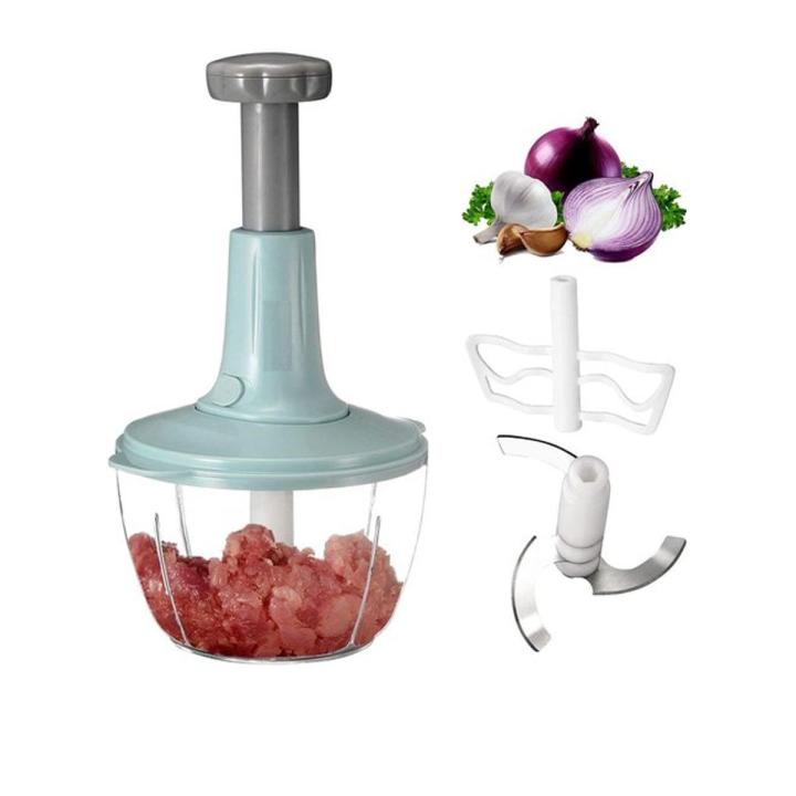 Manual Food Chopper, Multifunctional Hand Push Speedy Chopper, Stainless Steel Blades Perfect Onion Chopper, Garlic Cutter Vegetable Mincer, Mixer, Blender