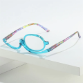 Rotating Makeup Reading Glasses Magnifying Makeup Eyewear Flip Down Lenses Fashion Colourful Frame Folding Eyeglasses for Women. 