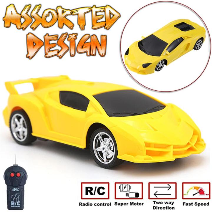Remote Control 2 Channel Famous Sport Car Radio Control - Assorted Designs - Yellow
