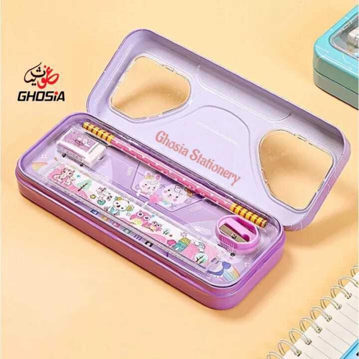 Kids Favorite Character Geometry Box With Themed Stationery Set For School Students, Children, Kindergarteners - 993Y