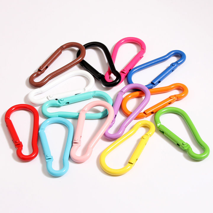 10pcs Cute Macaron Color Carabiner Climbing Hook Keychain Ring Metal Buckle Car Key Ring For Handmade Jewelry Making Accessories
