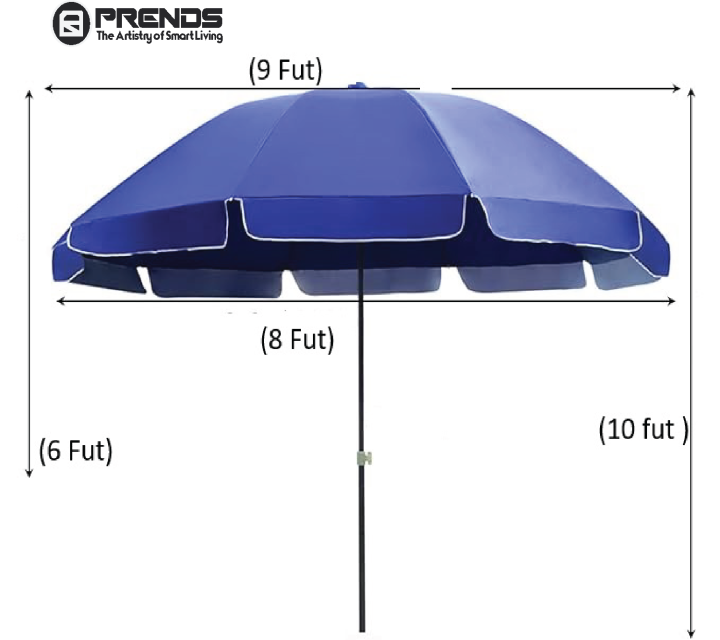 PRENDS Garden Umbrella  8 feet Heavy Duty Garden Umbrella Big Size Garden Outdoor Umbrella for Rain & Sun Protection (rendm colour)  Without Stand