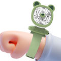 Watch Fan Cartoon with Wrist Strap Rechargeable 3 Levels Adjustable Handheld Fan for Travel. 